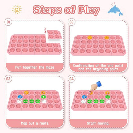 STEM Logic Road Builder Toys: Board Games Toys for 5 Year Old Kids Montessori Brain Teaser Puzzles Educational Learning Activities Toy for Kid Ages 3 4 6-8 12 Boys Girls Gifts (Pink)
