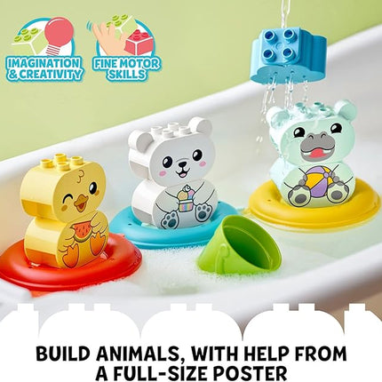 LEGO DUPLO 10965 - Bath Time Fun, Floating Animal Train Bathtub Water Toy for Babies and Toddlers 1.5-3 Years Old with Duck, Hippo, and Polar Bear, Easy to Clean, Great Tub Float Toy for Kids