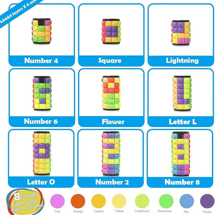 R.Y.TOYS Rotate and Slide Puzzle-Design Patent,Fidget Toys(Restore Order/Create Patterns) 8 Colors,4, 6 and 8 Layers-Detach Piece for Quick Play,Brain Teaser,Sensory Toy Gift,Easter Basket Stuffers