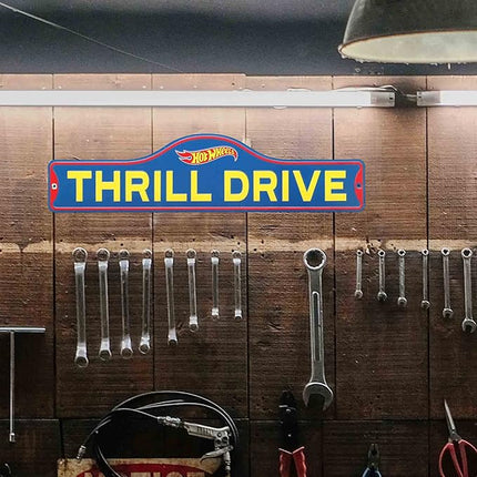 Mattel Hot Wheels Metal Sign - Thrill Drive Hot Wheels Street Sign for Bedroom, Play Room or Garage