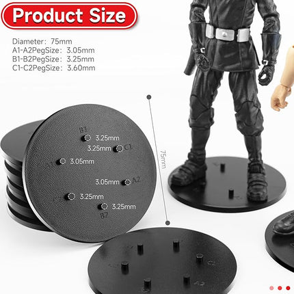 SIXPOINTS 28 Pieces Multi-PEG 6 inch Action Figure Stands, Upgrade Version Round Display Stand Base Compatible with 1/12 Scale Star Wars Black Series Figure Toy