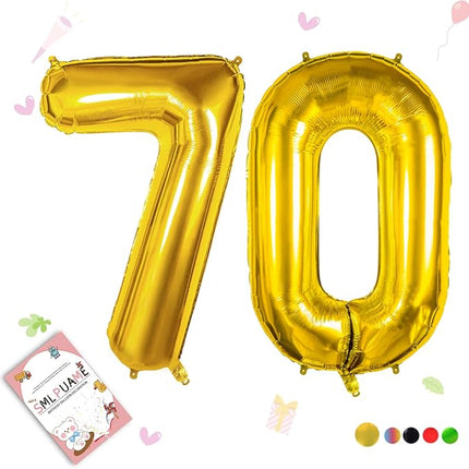 Smlpuame 40 inch Number Balloon 0-9 Gold Large Number 70 Balloons,Digital Balloons for Birthday Party Celebration Decorations Supplies, Helium Foil Number Balloons for Wedding Anniversary