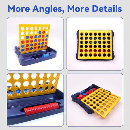 4 in a Row Game Large, Board Game for Kids, Four in a Line, Line Up 4, Classic Family Fun Games for 3 4 5 6 7 8 9+ Year Old Children Boys Girls Adults Yellow (6 Spare Discs Included)