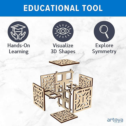 3D Wooden Puzzles for Teens & Adults – Smart Brain Teaser Puzzles, Wood Models, Creative & Educational Fun, Sustainable Materials, Ages 14 and Up Hexahedron D6
