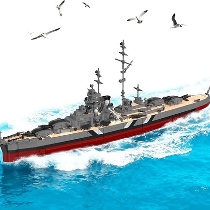 NUTCRACKER World War II Battleship Building Set, German Bismarck Warship Building Blocks Kit for Adults（2535 Pcs） Military Theme Bricks Model Kit for Gifts