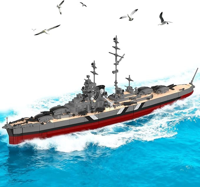NUTCRACKER World War II Battleship Building Set, German Bismarck Warship Building Blocks Kit for Adults（2535 Pcs） Military Theme Bricks Model Kit for Gifts