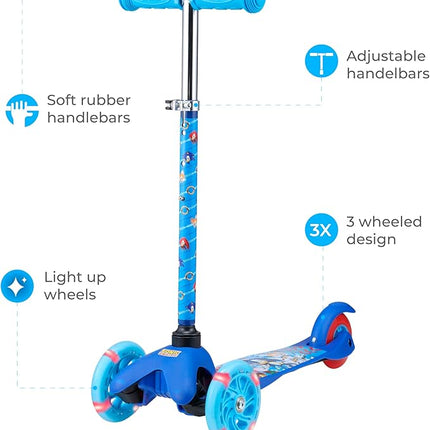 Voyager - Self Balancing Kick Scooter with Light Up Wheels, Extra Wide Deck, 3 Wheel Platform, Foot Activated Brake, 75 lbs Limit, Kids & Toddlers Girls or Boys, for Ages 3 and Up
