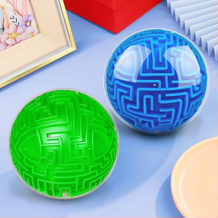 3D Puzzle Ball Maze Brain Teasers Games Puzzle Toy Gravity Memory Cube Educational Toys Gifts for Students Teens Adults,Blue and Green
