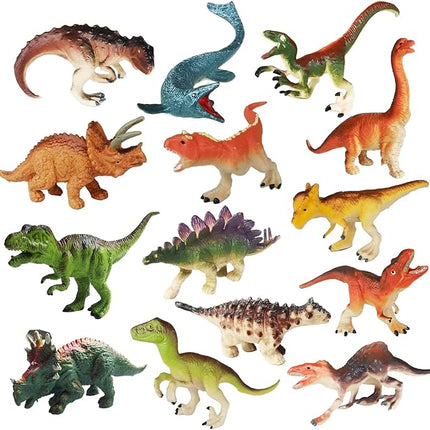 14 Pcs Figures Toys Realistic Mini Dinosaurs Animal Figurines, Plastic Learning Educational Playset Animal Themed Party Supplies Cake Topper Ornaments for Easter Egg Birthday Christmas