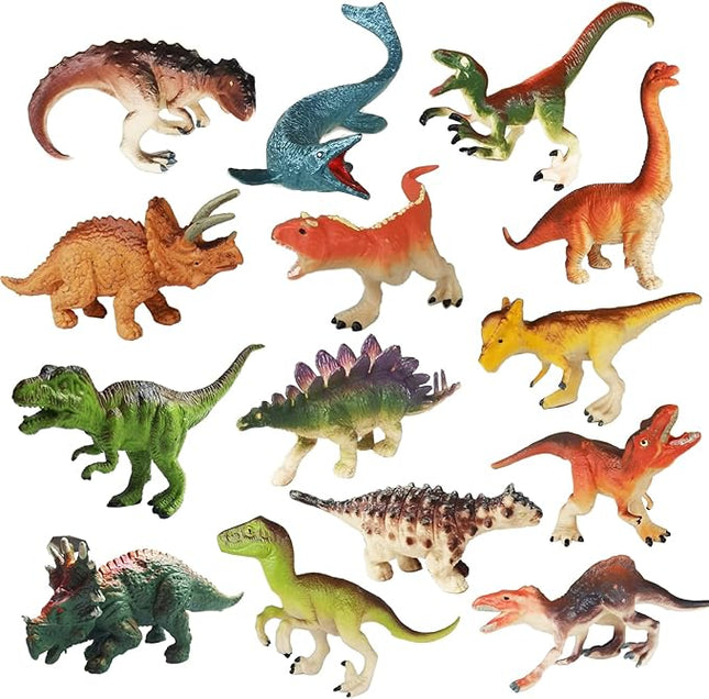 14 Pcs Figures Toys Realistic Mini Dinosaurs Animal Figurines, Plastic Learning Educational Playset Animal Themed Party Supplies Cake Topper Ornaments for Easter Egg Birthday Christmas