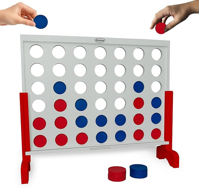 Bolaball 4 in a Row Game – 3Ft 4 to Score Game for Kids & Adults, Indoor/Outdoor Family Yard, Portable Party for Home, Picnic & Travel, Wooden
