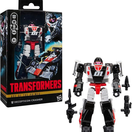 Transformers Age of The Primes Deluxe Class Decepticon Crasher, 5.5-inch Converting Action Figure, Robot Toys for Ages 8+