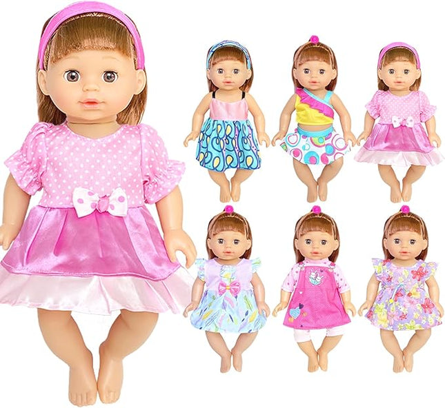 Set of 6 Doll Clothes for 10-12 Inch Doll Baby Dress Clothes Outfits Costumes Doll Accessories Clothing Handmade Baby Doll Outfits