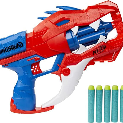 Nerf DinoSquad Raptor-Slash Blaster, 6-Dart Rotating Drum, Slam Fire, Velociraptor Dinosaur Design