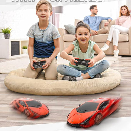 BEZGAR Remote Control Cars - 1:24 Scale Officially Licensed RC Series Lambo Sián FKP 37, Electric Sport Racing Hobby Toy Car Model Vehicle for Boys and Girls Teens and Adults Gift (Red)