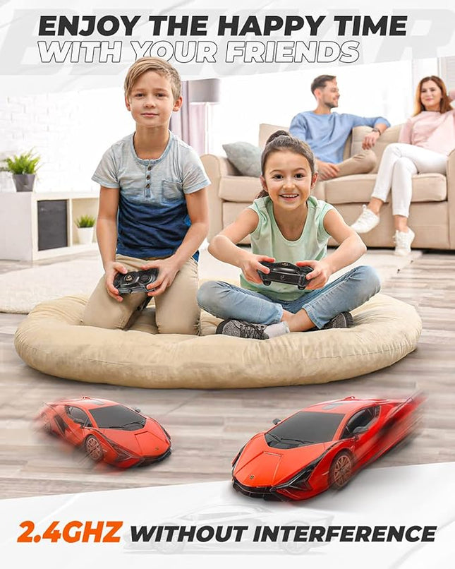 BEZGAR Remote Control Cars - 1:24 Scale Officially Licensed RC Series Lambo Sián FKP 37, Electric Sport Racing Hobby Toy Car Model Vehicle for Boys and Girls Teens and Adults Gift (Red)