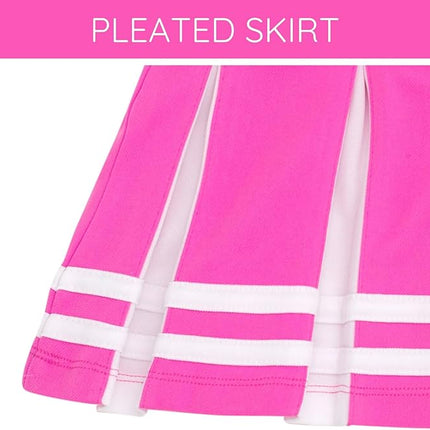 Barbie Girls Cheerleader Dress and Bow Outfit Set Toddler to Big Kid Sizes (2T - 14-16)