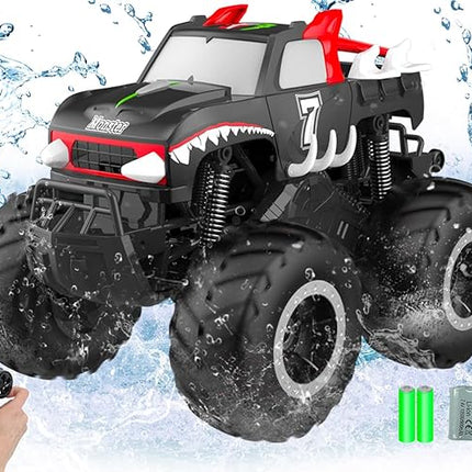 STEMTRON Amphibious Remote Control Car Toys for Boys 2.4 GHz 1:16 All Terrain Off-Road RC Car Waterproof RC Monster Truck Kids Pool Toys Remote Control Boat Gifts for Kids Boys