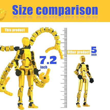 Assembly Completed T13 Action Figure,T13 Action Figure Multi-Jointed Movable,Ultimate Desktop Decor for Lovers t-13 Movability 3D Printed Toys (Yellow, 7.2in)