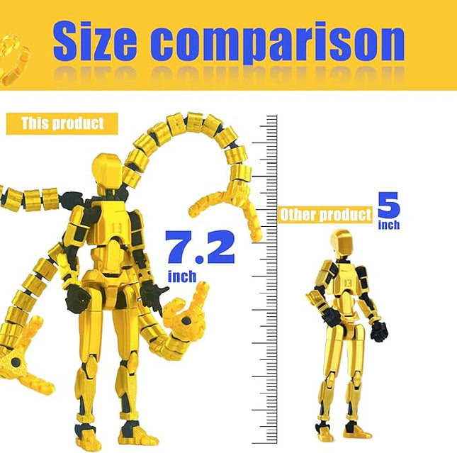 Assembly Completed T13 Action Figure,T13 Action Figure Multi-Jointed Movable,Ultimate Desktop Decor for Lovers t-13 Movability 3D Printed Toys (Yellow, 7.2in)