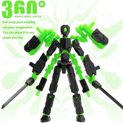 (Assembly Completed) 8 inch T13 Action Figure Set,Robot 13 Action Figure Multi-Articular Mobile Nova T-13,Desktop Decorations for Game Lovers Toys (Black)