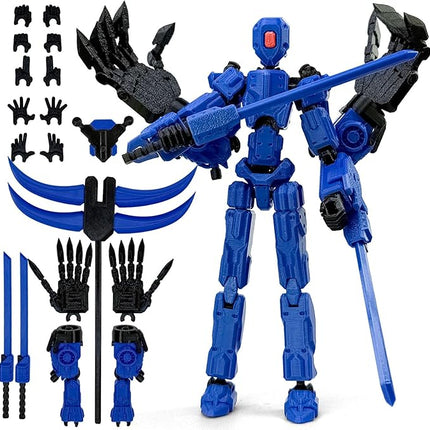 8Inch T13 Action Figure Assembly Completed,3D Printed Multi-Jointed Movable Toy Nova 13 Action Figures Desktop Decorations for Game Lovers Toy (Blue)