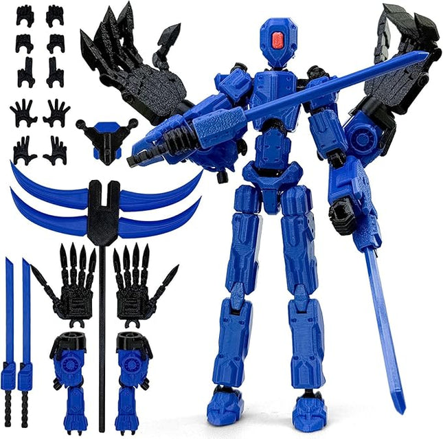 8Inch T13 Action Figure Assembly Completed,3D Printed Multi-Jointed Movable Toy Nova 13 Action Figures Desktop Decorations for Game Lovers Toy (Blue)
