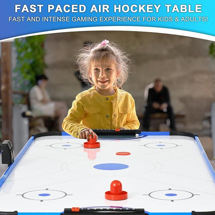 Air Hockey Table, Indoor Powered Air Hockey Game Table w/2 Pucks, 2 Pushers, Stronger Motor & Digital LED Scoreboard for Adults and Kids, Home Game Room, Easy Setup