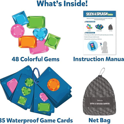Skillmatics Pool Toys – Seek & Splash, Preschool Search & Find Water Game, Swimming Pool & Bathtime Toy for Kids, Summer Fun & Gifts for Boys & Girls Ages 3, 4, 5, 6, Includes 48 Colorful Gems
