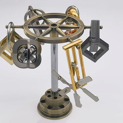 Metal Brain Teaser Puzzle Set - 6 Puzzles with Display Rack, 3D Logic Games for Teens Adults, Gift for Christmas, Valentine's Day, Birthday, Anniversary & Family Party Game