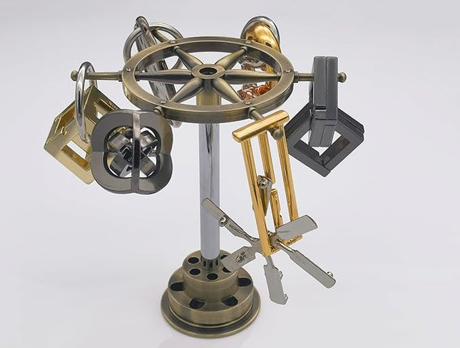 Metal Brain Teaser Puzzle Set - 6 Puzzles with Display Rack, 3D Logic Games for Teens Adults, Gift for Christmas, Valentine's Day, Birthday, Anniversary & Family Party Game