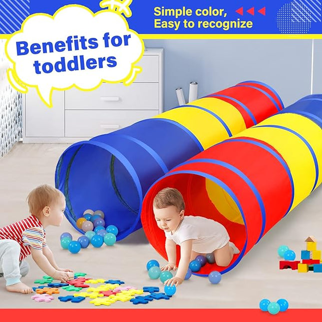 PigPigPen Kids Tunnel for Toddlers,Pop Up Play Tunnel Tent for Babies or Dogs, Indoor & Outdoor Toys for Kids Backyard Playset (Classic 2 Pack Tunnels)