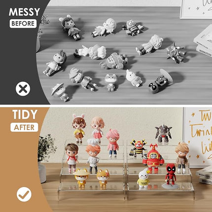 Anglelife 8 Pieces Large Display Risers, 4" Wide Clear Rectangular Tabletop Shelf for Showcase Collectibles, Acrylic Stand for Retail Desktop Jewelry Funko Pop Figures