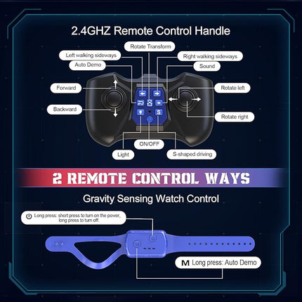 Gesture Sensing RC Stunt Car, Boys Girls Ages 6-12 Birthday Gift Ideas, 4WD Transform Off Road for Rotating Hand-Controlled 2.4Ghz Remote Control Twist Cars with Lights and Music Blue