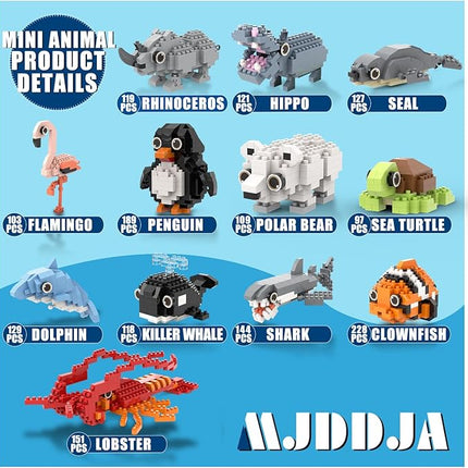 Party Favors for Kids 8-12, 1635PCS-12 Kinds of Animals Building Block Toy, Easter Gifts Goodie Bags Stocking Stuffer Classroom Prizes Building Set, Birthday Gift for Boys Girls Ages 8 9 10 11+