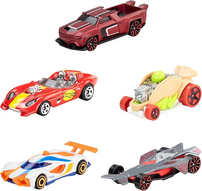 Hot Wheels Toy Cars, Set of 5 1:64 Scale Die-Cast Cars Featured in The Kids Animated Netflix Series Let’s Race