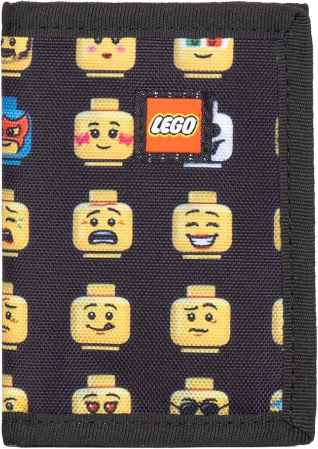 LEGO Trifold Wallet, Kids Unisex Wallet for Boys and Girls, with Clear ID Window, Card and Cash Pockets and Secure Hook and Loop Closure, Minifigure