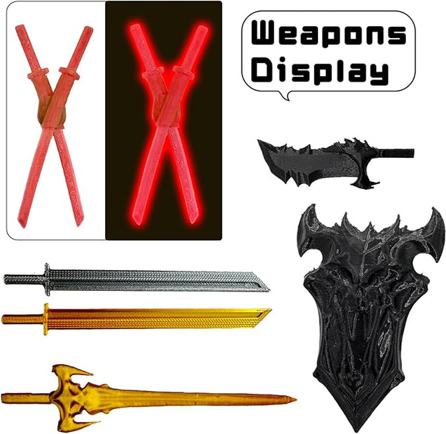 3D Printed 5.54-inch Multi-Jointed Action Figures Dummy13, Full Body Mechanical Movable Toy, Multiple Accessories, Hand Painted Figure, Desk Decoration, Creative Gifts (Glow at Night - Red)