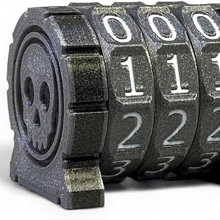 Life Counter Health Tracker for Board Games, TTRPGs, and Card Games with Skull Symbol, Compatible with MTG, 3 Gray Wheels with White Numbers