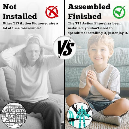 5.5Inch T13 Action Figure Assembly Completed, T13 3D Printed Action Figure Multi-Jointed Movable Robot Set,Collectors Desktop Decorations for Game Lovers Toys (Cyan)