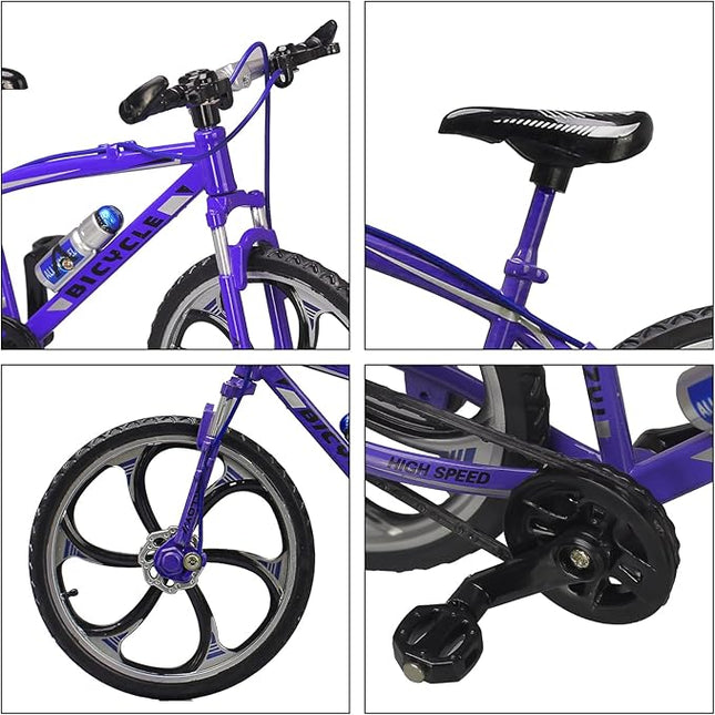 (Assembly Completed) T13 Action Figures, 6.3 Inch Big Dummy 13 Mountain Die-cast Mini Bike Model with Multi-Jointed Movable Lucky 13 Robot Toys Set(Blue)