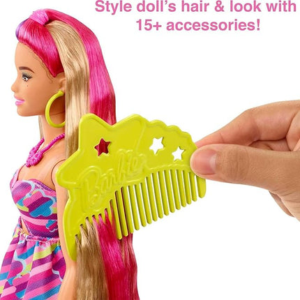Barbie Totally Hair Doll, Flower-Themed with 8.5-inch Fantasy Hair & 15 Styling Accessories (8 with Color-Change Feature)