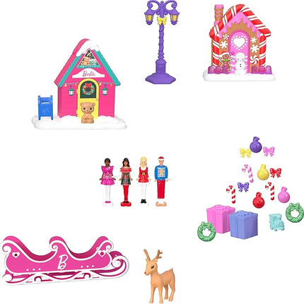 Barbie Mini Land Collectible Advent Calendar with 1.5-Inch Dolls & 24 Days of Surprises, Winter Village Play Areas for Storytelling Fun