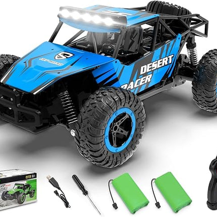 RACENT Remote Control Cars for Boys - 1:16 Scale 20kph Fast RC Truck All Terrain Off-Road Monster Truck Toy for Kids & Adults with 2 Rechargeable Batteries (Blue)