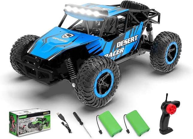 RACENT Remote Control Cars for Boys - 1:16 Scale 20kph Fast RC Truck All Terrain Off-Road Monster Truck Toy for Kids & Adults with 2 Rechargeable Batteries (Blue)