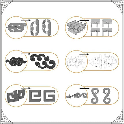 6PCS Metal Puzzle Box and 3D Brain Teasers for Adults Teens, Challenging IQ Logic Games, Gift for Christmas, Valentine's Day, Birthday, Anniversary & Family Party Game