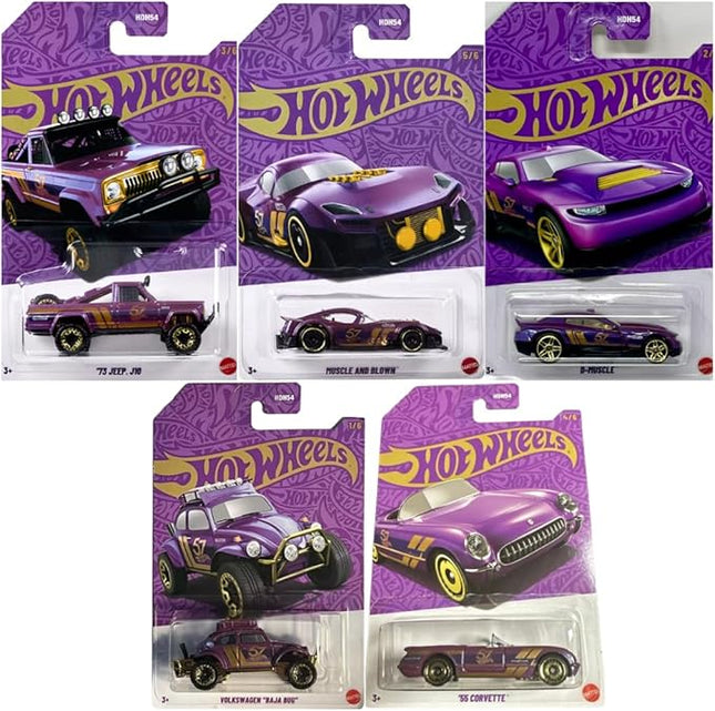 Hot Wheels Die-Cast Cars, Pearl & Chrome 57th Anniversary Collection 5 Pack (Chase Vehicle NOT Included)