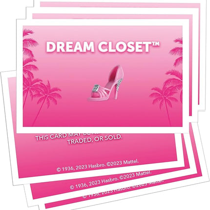 Monopoly: Barbie Edition Board Game, Ages 8+, 2-6 Players, Fun Family Games for Kids and Adults, with 6 Barbie-Themed Pink Zinc Tokens, Kids Gifts