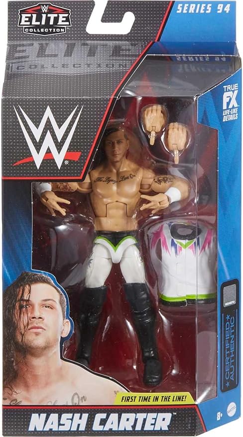 Mattel WWE Elite Collection Action Figure & Accessories, Series #94 Nash Carter 6-inch Collectible with 25 Articulation Points & Swappable Hands