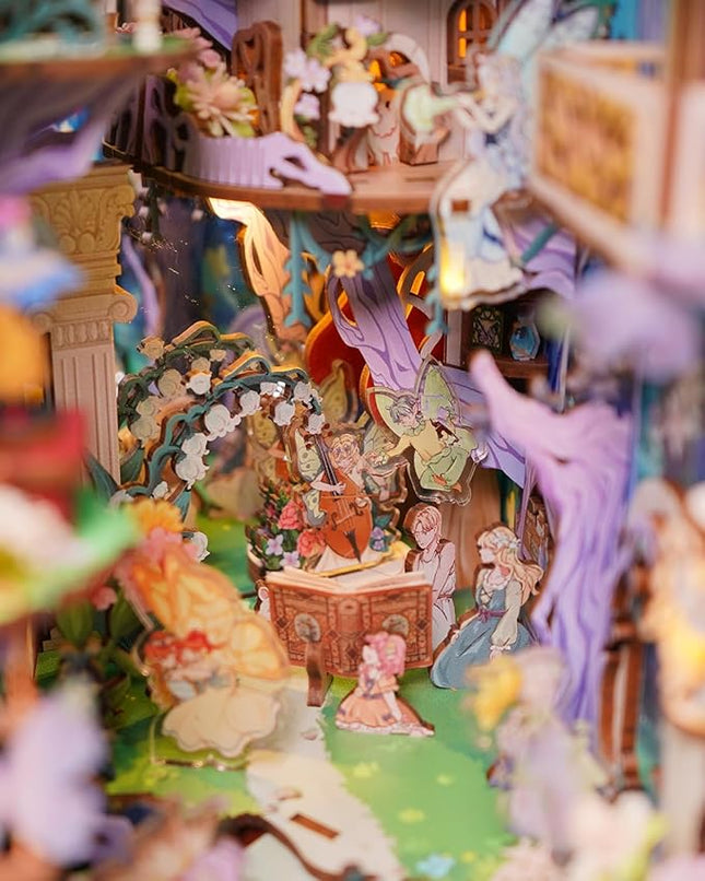 Tonecheer x British Library DIY Book Nook Kit,Shakespeare 3D Wooden Puzzle for Adults,Miniature House Booknook Bookshelf Insert Decor with LED Lights Unique Gifts (A Midsummer Night's Dream)